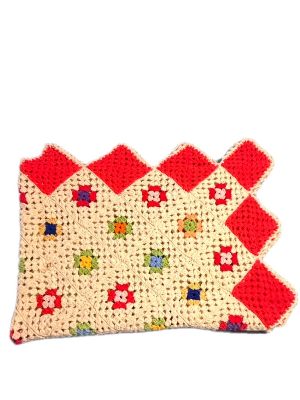 IHandmade Crochet Granny Square Afghan Blanket - Cottagecore Throw 60x45 Vintage